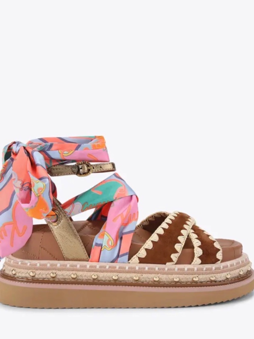 Kurt Geiger Orson cross scarf sandals platforms
